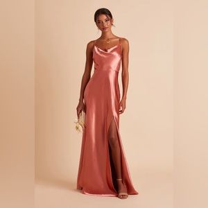 Lisa Long Satin Dress - Terracotta